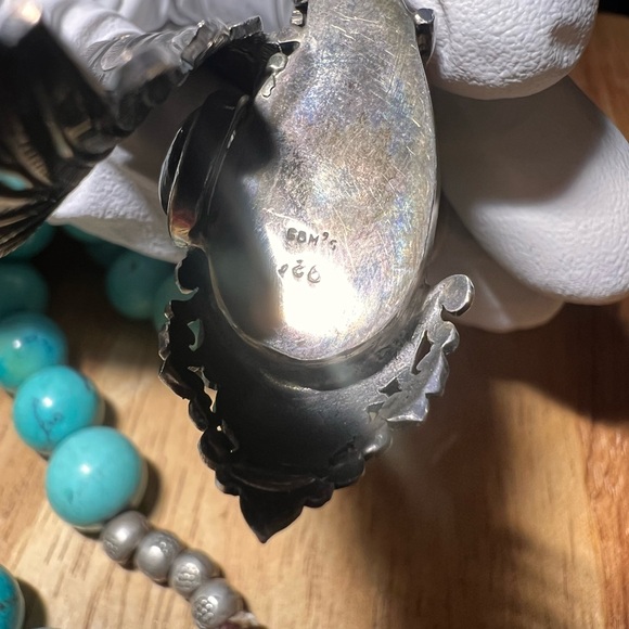 Sterling Silver Vintage native Necklace/stone Mint condition as Is No returns - Picture 4 of 8